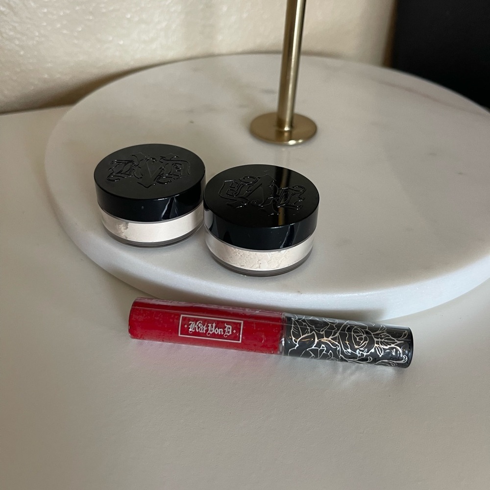 NEW 2 Lock-It Setting Powders plus red lipstick (3 items)